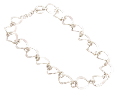 MEXICO 925 Sterling Silver  Vintage Shiny Open Link Chain Necklace  NE1317