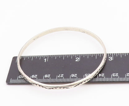 NAVAJO 925 Sterling Silver Vintage Etched Pattern Shiny Bangle Bracelet BT8214