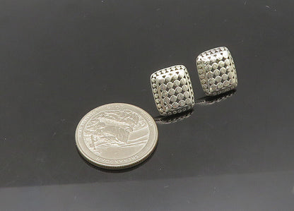 925 Sterling Silver  Vintage Shiny Circle Pattern Square Drop Earrings EG10751