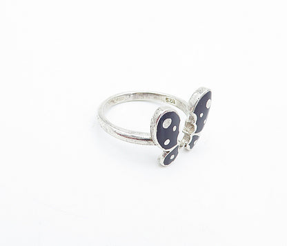 925 Sterling Silver  Vintage Enamel Coated Butterfly Band Ring Sz 6.5  RG3762