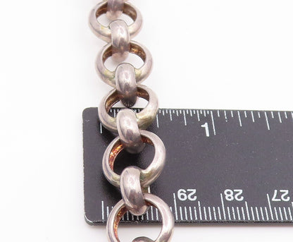 925 Sterling Silver Vintage Necklace Interlocking Geometric Circles Link  NE4830