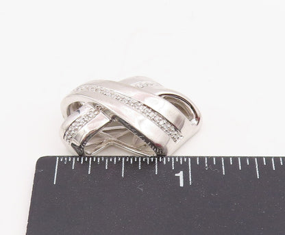925 Sterling Silver Vintage Pendant Genuine Diamonds Intertwined Charm  PT25857