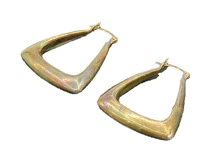 925 Sterling Silver  Vintage Dark Tone Square Hollow Hoop Earrings  EG11397