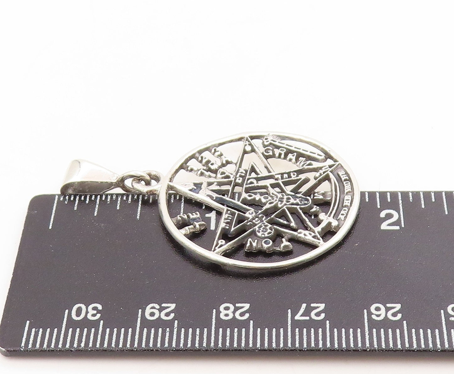 925 Sterling Silver Vintage Pendant Tetragrammaton Pentacle Medallion PT25424