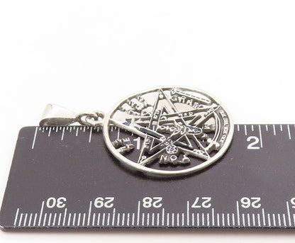 925 Sterling Silver Vintage Pendant Tetragrammaton Pentacle Medallion PT25424