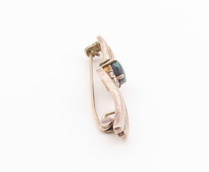 925 Sterling Silver  Vintage Labradorite & Topaz Ribbon Brooch Pin  BP7397