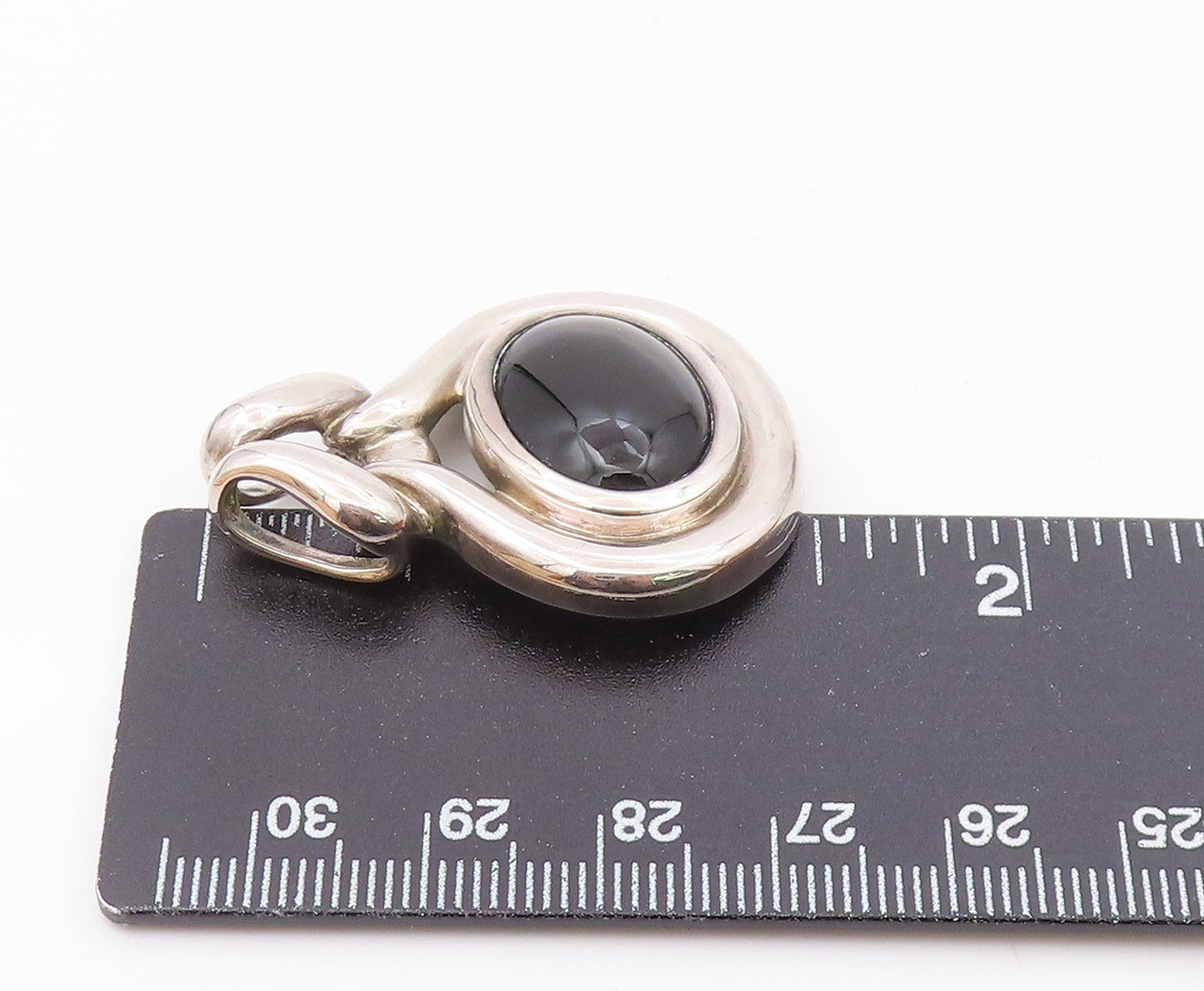 ROSS SIMON 925 Sterling Silver  Vintage Cabochon Black Onyx Pendant  PT11754