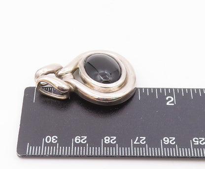 ROSS SIMON 925 Sterling Silver  Vintage Cabochon Black Onyx Pendant  PT11754
