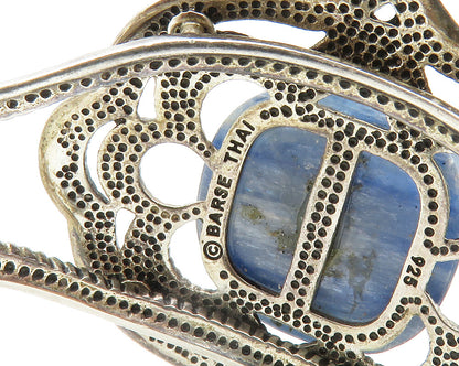 BARSE 925 Sterling Silver  Vintage Kyanite Floral Motif Cuff Bracelet  BT5733