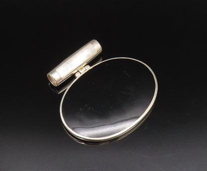 925 Sterling Silver  Vintage Oval Black Onyx With Bar Bail Pendant  PT21918