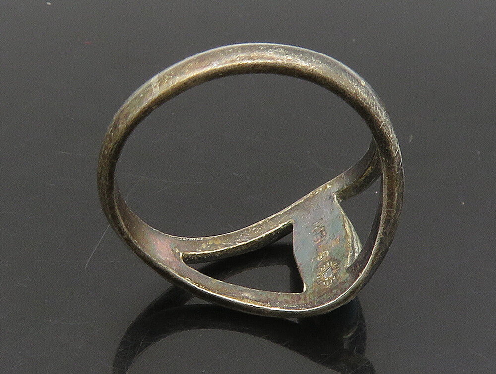 NAVAJO 925 Sterling Silver  Vintage Turquoise Split Band Ring Sz 6  RG23800