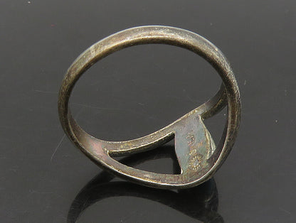 NAVAJO 925 Sterling Silver  Vintage Turquoise Split Band Ring Sz 6  RG23800