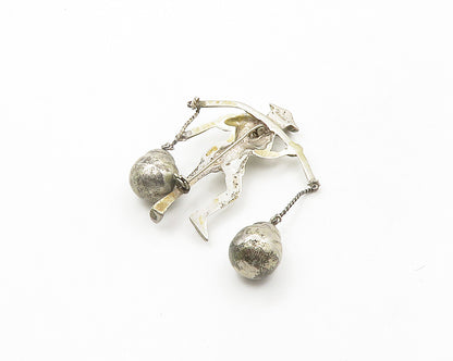 MEXICO 925 Sterling Silver  Vintage Man With Carrying Stick Brooch Pin  BP7557