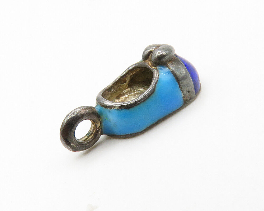 925 Sterling Silver  Vintage Enamel Coated Love Heart Shoe Pendant  PT11377