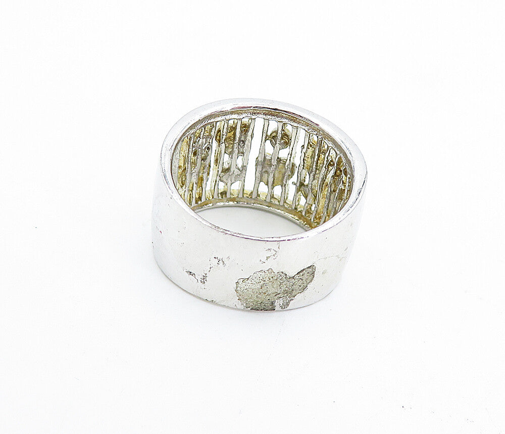 925 Sterling Silver Love Hearts Twist Design Shiny Band Ring Sz 8 RG4115