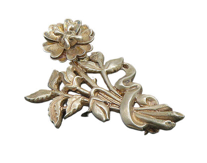 LANG 925 Sterling Silver  Vintage Tied Flower Bouquet Brooch Pin  BP9069
