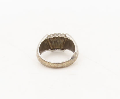 925 Sterling Silver Vintage Ring Minimalist Solid Carved Wing Sz 6.5 RG27562
