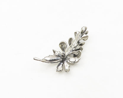 JEWEL ART 925 Sterling Silver  Vintage Antique Shiny Floral Brooch Pin  BP7582