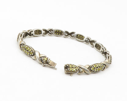 ROSS SIMON 925 Sterling Silver  Vintage Yellow Topaz XO Chain Bracelet  BT5270
