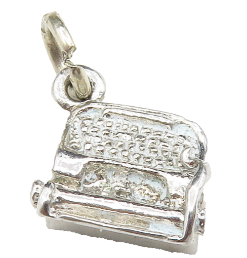 925 Sterling Silver  Vintage Petite Old Fashioned Type Writer Pendant  PT10239