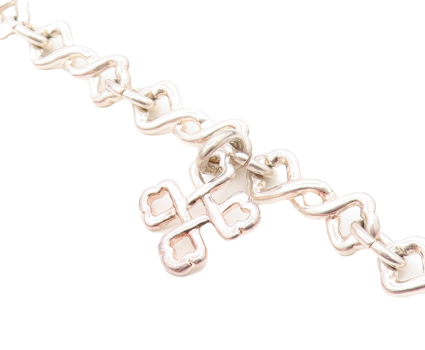 925 Sterling Silver  Vintage Shiny Celtic Knot Link Chain Bracelet  BT3067