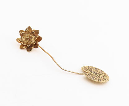 925 Sterling Silver Vintage Earrings Gold Plated Lotus Floral Drops  EG13821