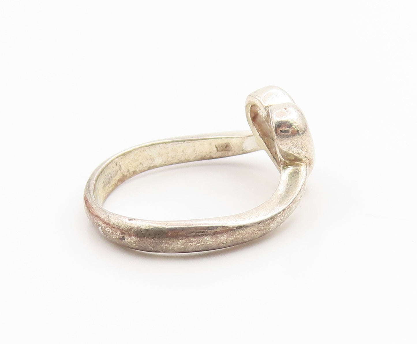 925 Sterling Silver Vintage Ring Minimalist Love Heart Knot Band  Sz 6  RG35997