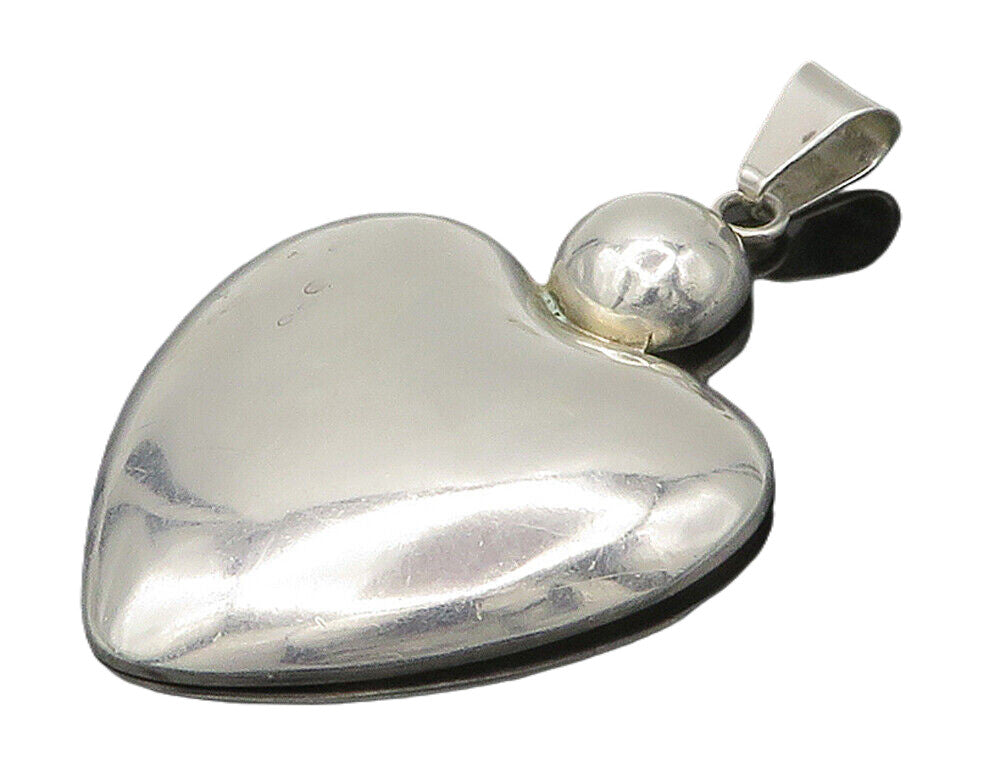 LOS BALLESTEROS 925 Silver  Vintage Shiny Hollow Love Heart Pendant  PT11981