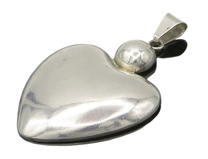 LOS BALLESTEROS 925 Silver  Vintage Shiny Hollow Love Heart Pendant  PT11981