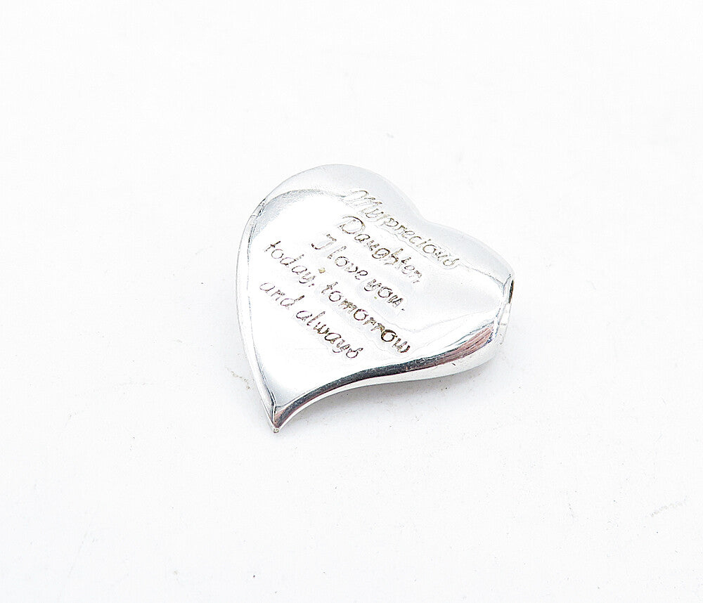 925 Sterling Silver  Genuine Diamonds Daughter Quote Heart Pendant  PT4003