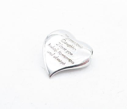 925 Sterling Silver  Genuine Diamonds Daughter Quote Heart Pendant  PT4003