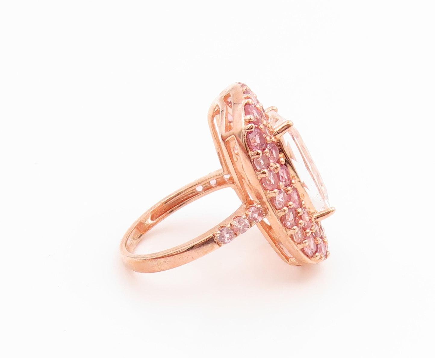 925 Sterling Silver Vintage Ring Rose Gold Plated Real Gemstone  Sz 8  RG35487