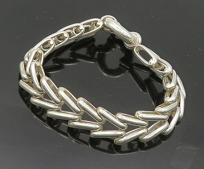 925 Sterling Silver  Vintage Shiny Arrow Hinge Link Chain Bracelet  BT8190