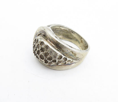 925 Sterling Silver Vintage Antique Dark Tone Buckle Band Ring Sz 6 RG5132