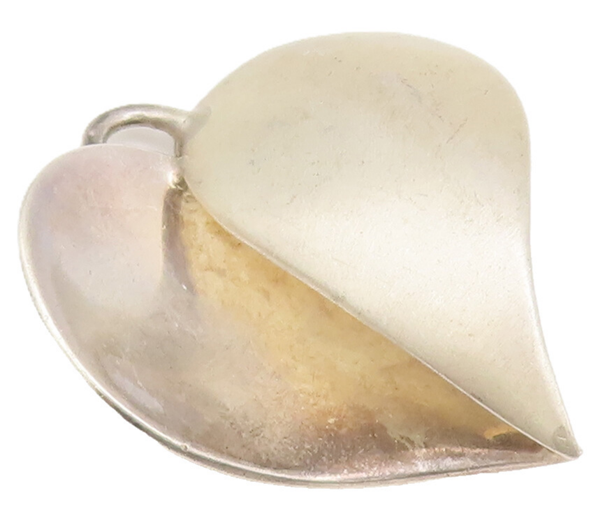 925 Sterling Silver Vintage Pendant Designer Split Solid Swirl Heart  PT22597