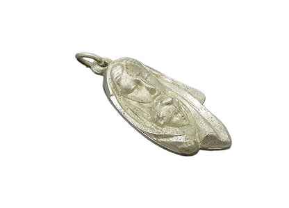 925 Sterling Silver  Vintage Virgin Mary & Child Shiny Pendant  PT17570