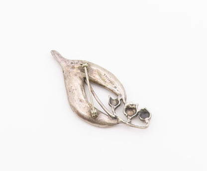 BREAKELL 925 Sterling Silver  Vintage Floral Leaf Motif Brooch Pin  BP9268