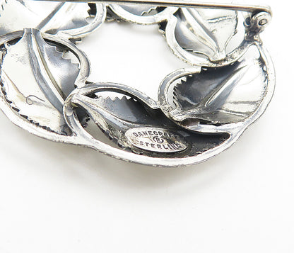 DANECRAFT 925 Sterling Silver  Vintage Shiny Floral Wreath Brooch Pin  BP2974