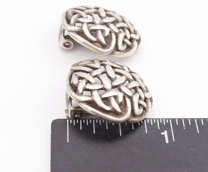 925 Sterling Silver Vintage Earrings Round Cutout Celtic Knot Design  EG13090