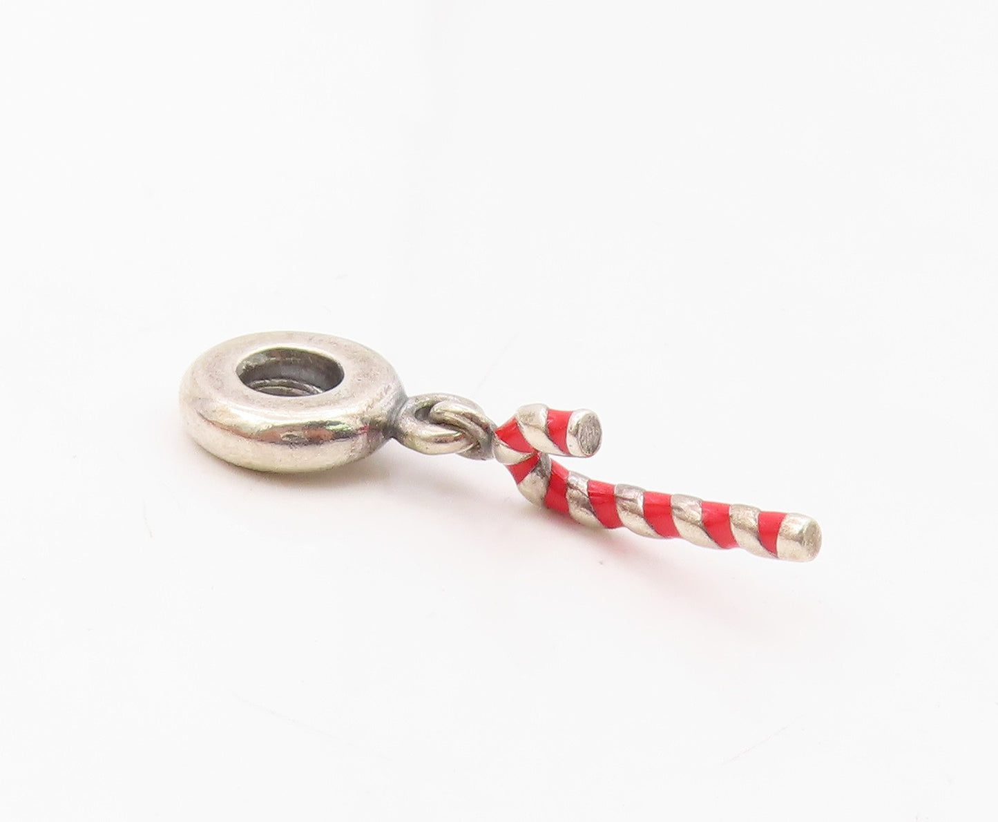 PANDORA 925 Silver  Vintage Enamel Christmas Candy Cane Pendant  PT17189