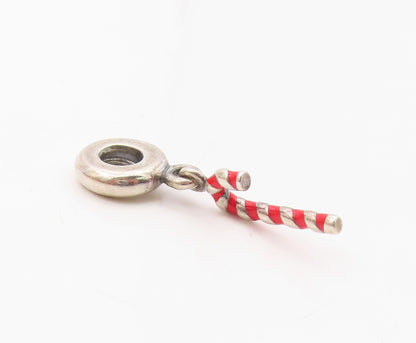 PANDORA 925 Silver  Vintage Enamel Christmas Candy Cane Pendant  PT17189