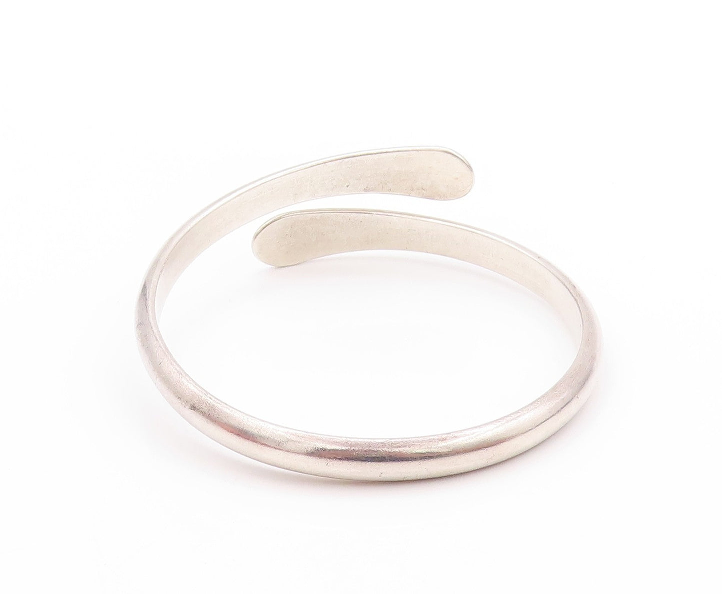 925 Sterling Silver Vintage Bracelet Minimalist Flat End Bypass Bangle  BT11204