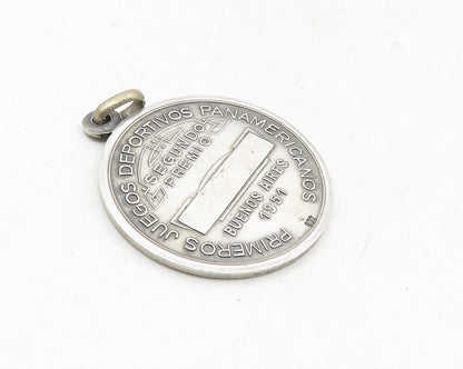 925 Sterling Silver  Vintage Enamel Coated Buenos Aires Drop Pendant  PT7677