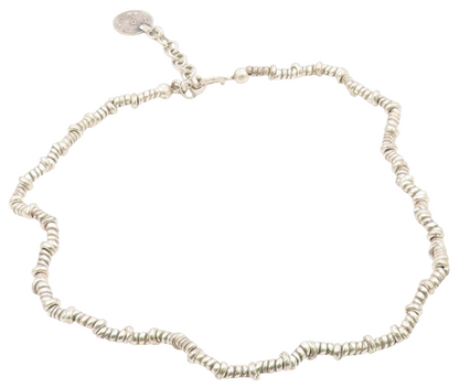 925 Sterling Silver  Vintage Engraved Disc Beaded Rope Necklace  NE3982