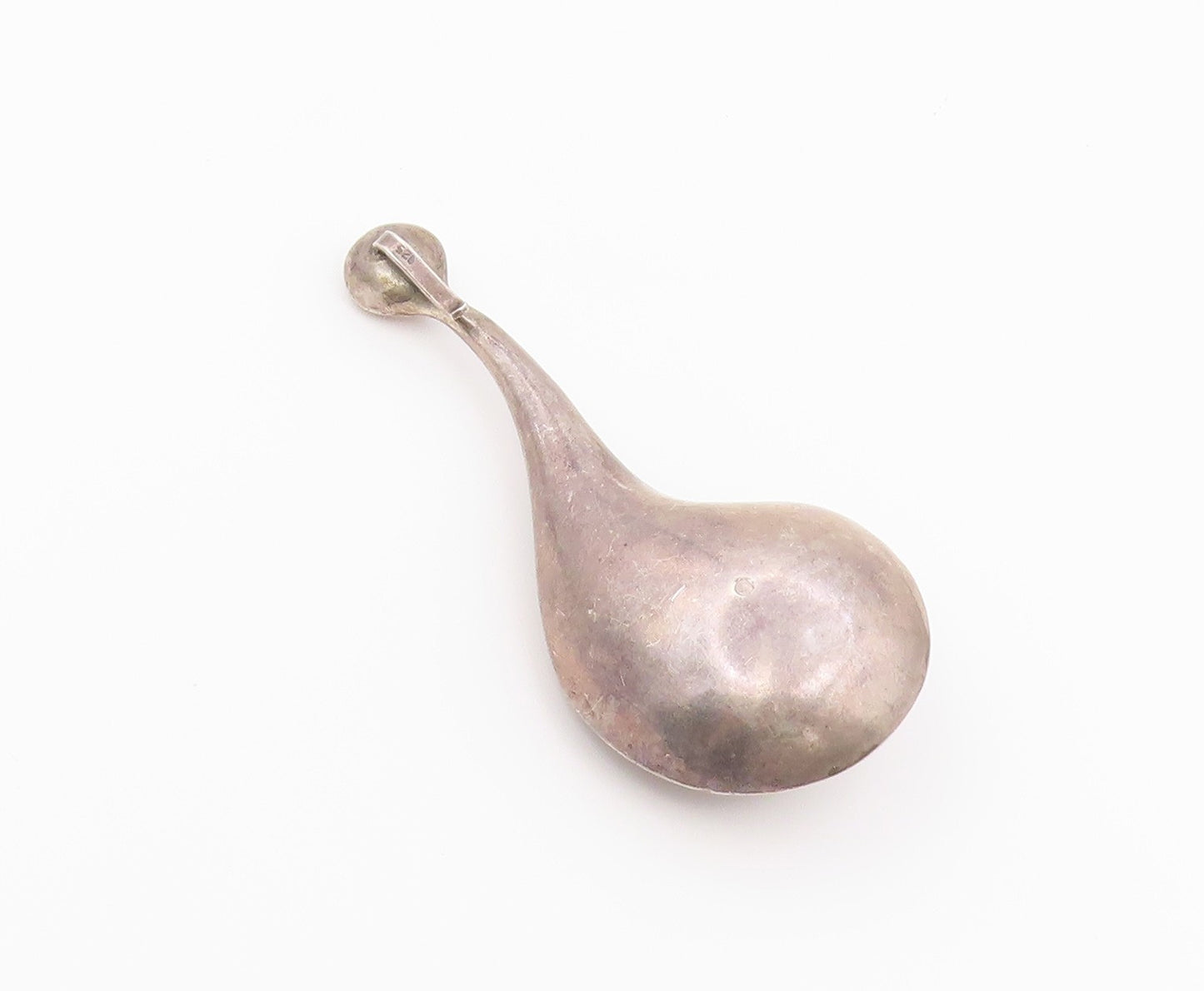 925 Sterling Silver Vintage Pendant Modernist Cradled Sphere Teardrop  PT26449