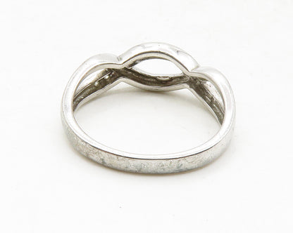 925 Sterling Silver  Topaz Infinity Twist Shiny Band Ring Sz 8.5  RG12830