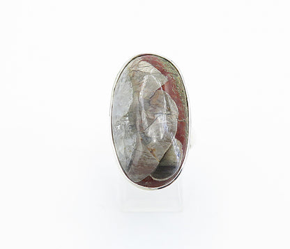 925 Sterling Silver Cabochon Multi Color Jasper Cocktail Ring Sz 8 RG8220