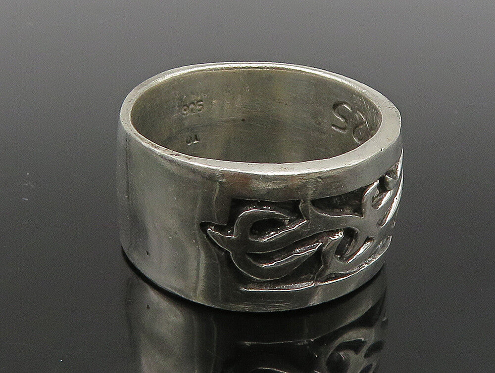 DESIGNER 925 Sterling Silver  Vintage Shiny Large Band Ring Sz 12.5  RG23807