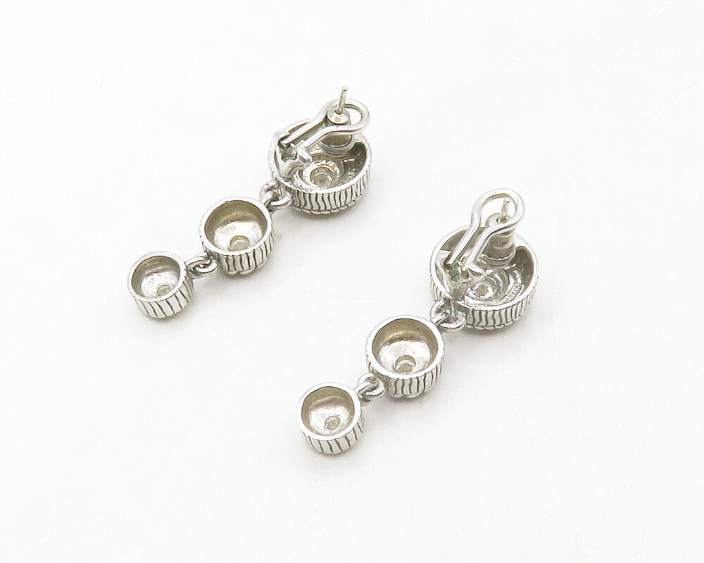 JUDITH RIPKA 925 Silver  Vintage Topaz Graduated Twist Dangle Earrings  EG6774