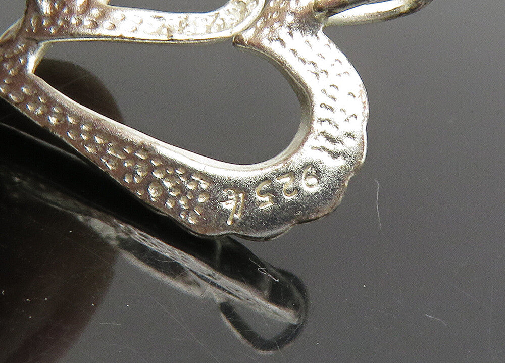 925 Sterling Silver  Vintage Shiny Diamond Cut Love Hearts Pendant  PT17286